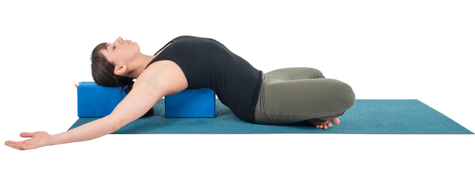 Fish Pose (Matsyasana) with blocks and crossed legs