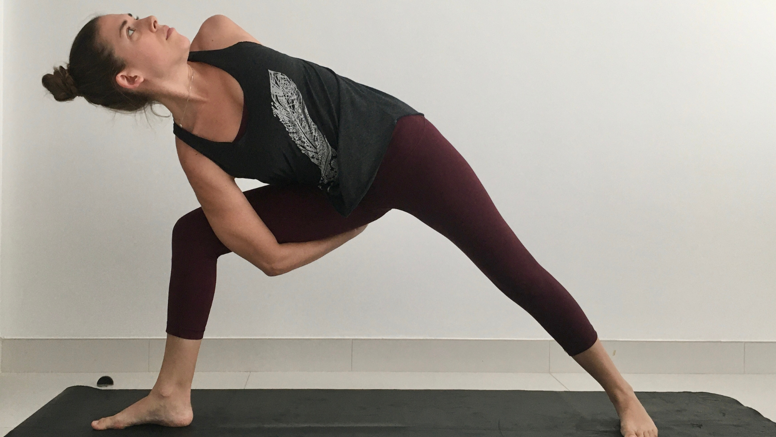 Bound Warrior 1 Pose, Bound Virabhadrasana Pose, Strengthen and stretch the muscles of the rotator cuff