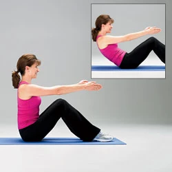 woman rolling down in yoga exercise