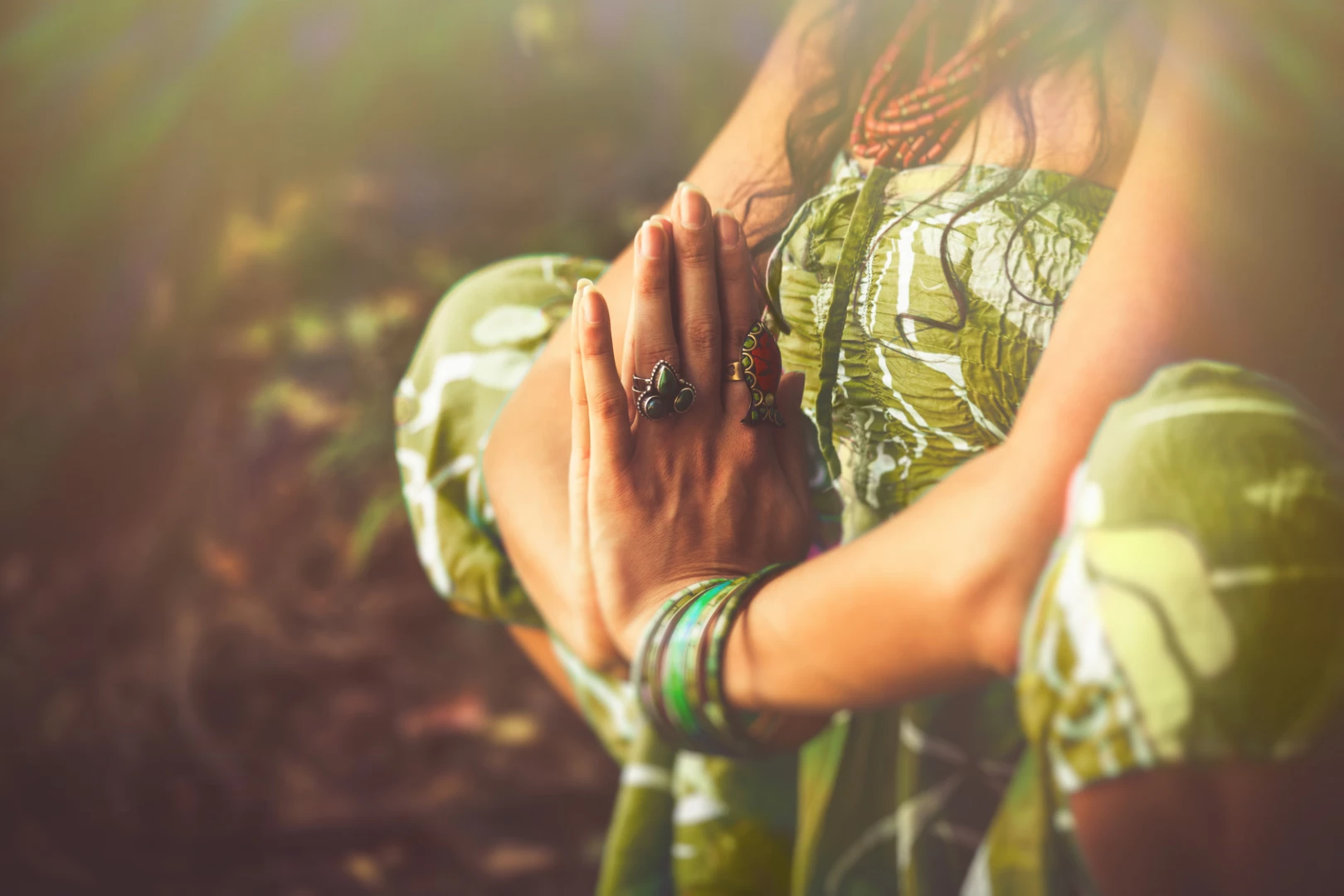 Woman practicing yoga squat, malasana