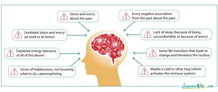 Chart showing the factors that can lead to a pain-and-stress response