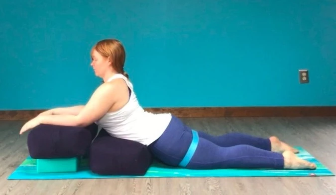 Sphinx Pose (Salambra Bhujangasana) with props