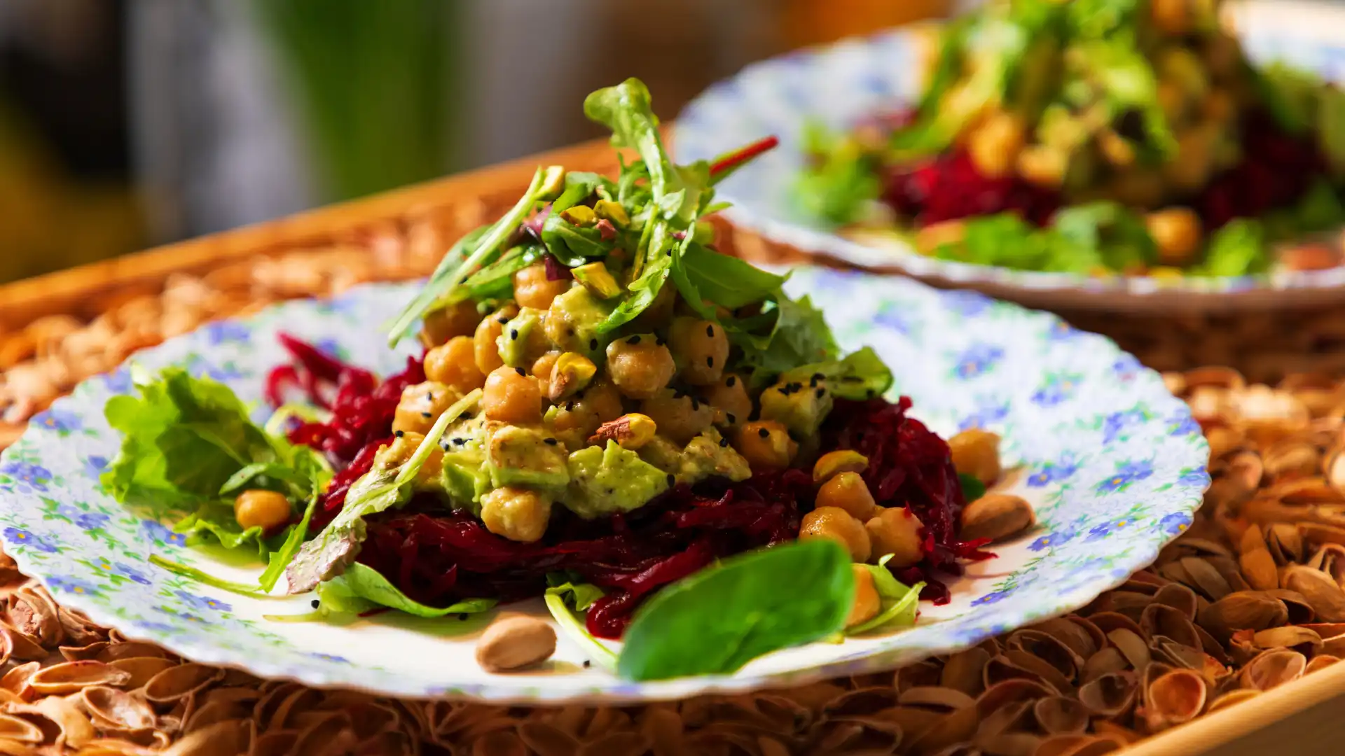 Bowl of vegetarian food.