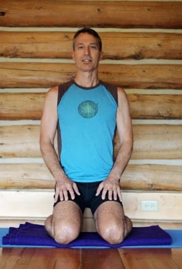 hero pose, virasana, front view, supported hero pose, comfort in the pose