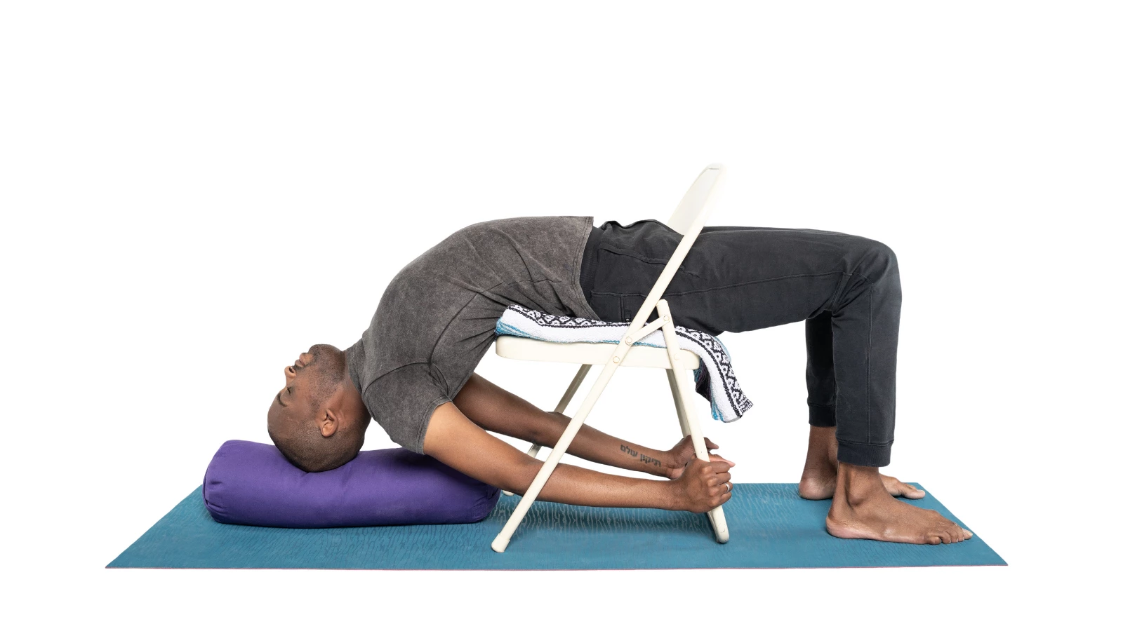 How to practice yoga poses like Bridge Pose (Setu Bandha Sarvangasana) with creative and mindful use of props