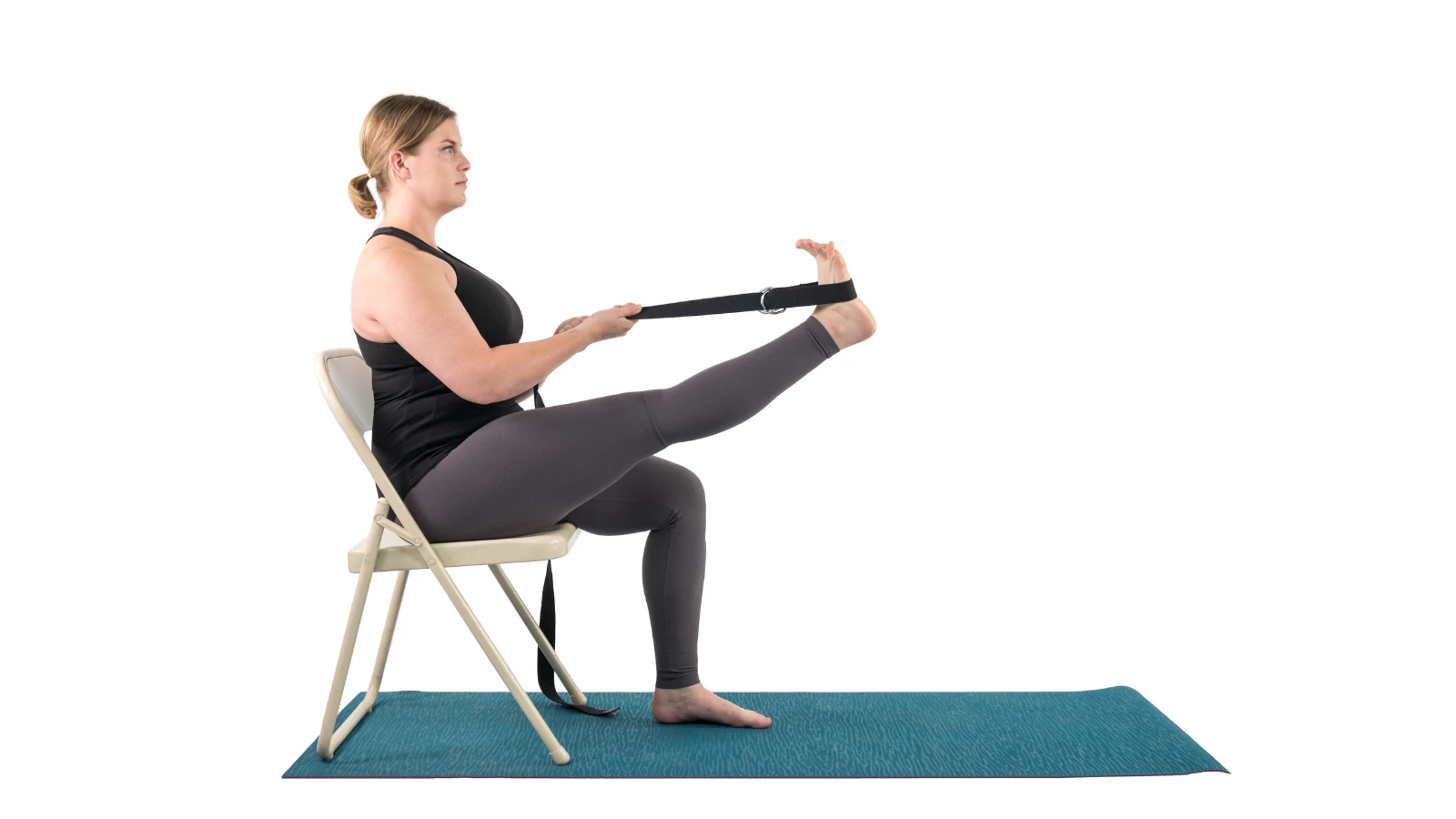 Beginner tips to practice Extended Hand to Toe Pose (Utthita Hasta Padangusthasana) in a chair