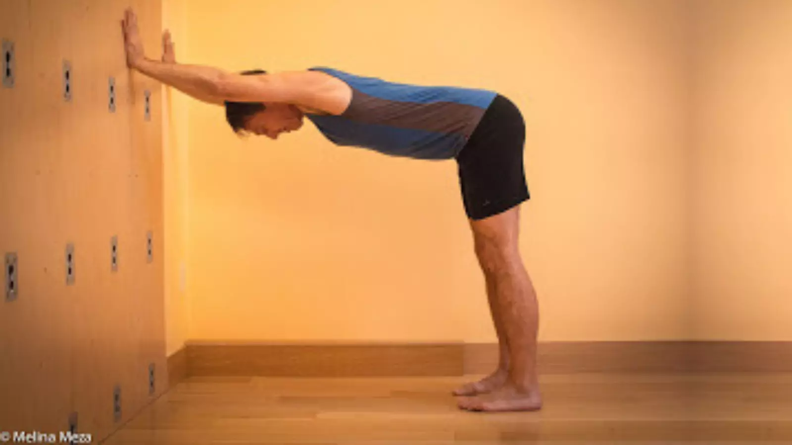 A version of Downward Facing Dog Pose practiced at the wall. 