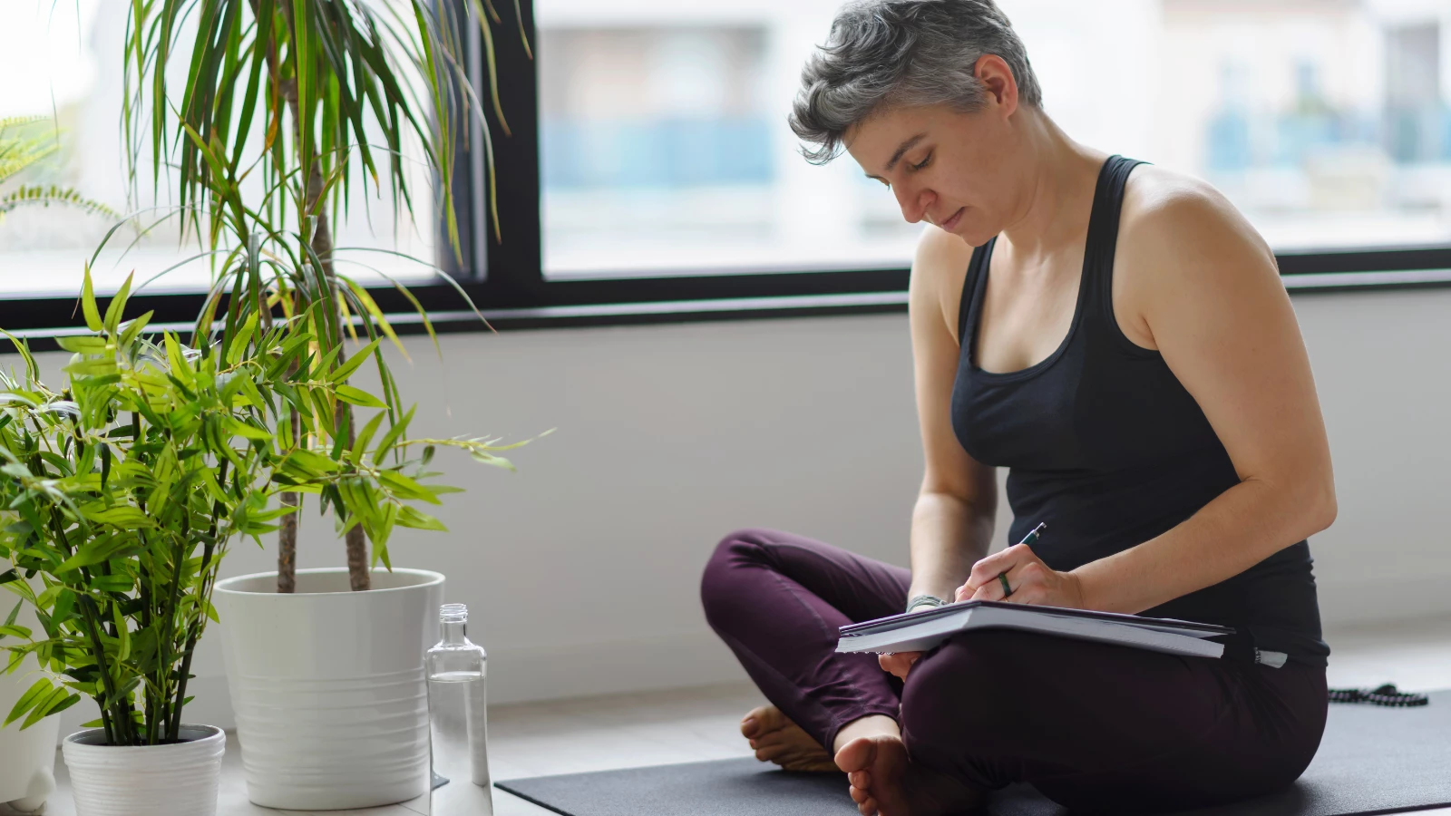 image depicts yoga, calming the mind and self-inquiry.