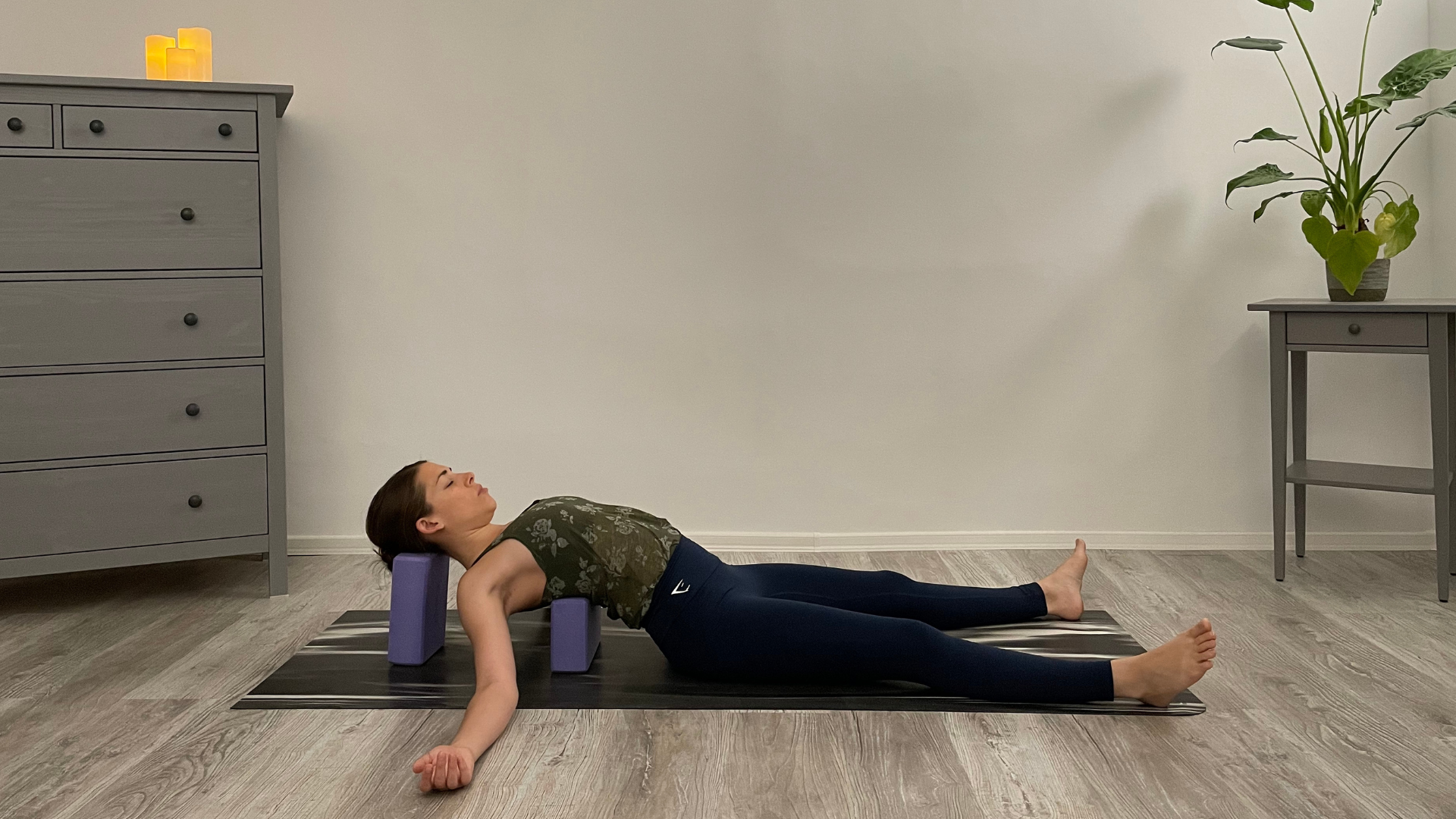 Supported Fish Pose is a restorative backbending pose to support improved posture