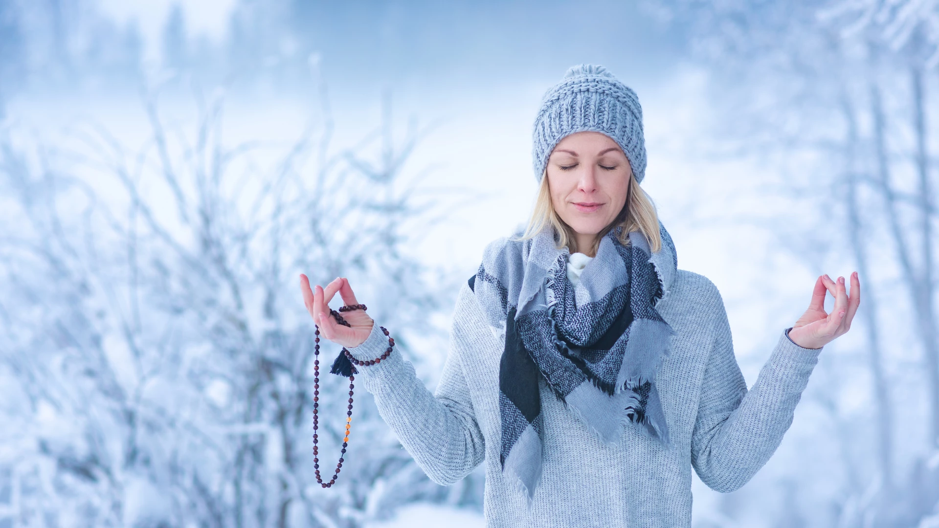 Taking your yoga practice outside for fresh air and sun will help you fight the winter blues.