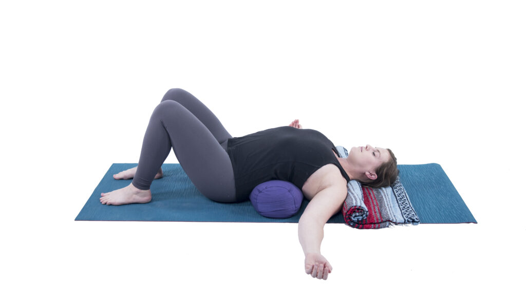 Restorative Backbend for low back pain - adjust the props for greater comfort