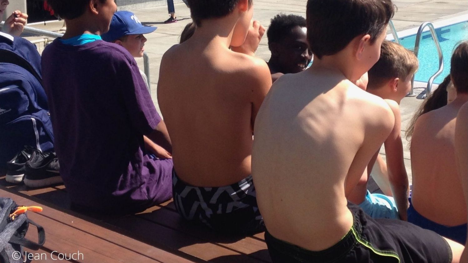 Young boys with very poor posture (hyperkyphosis) shown in image