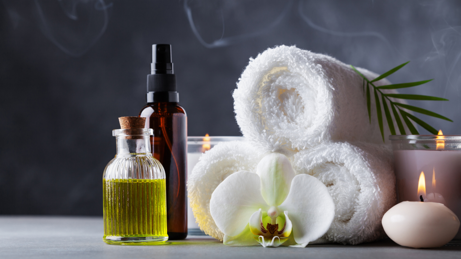 Aromatherapy, spa, beauty treatment and wellness background with massage oil