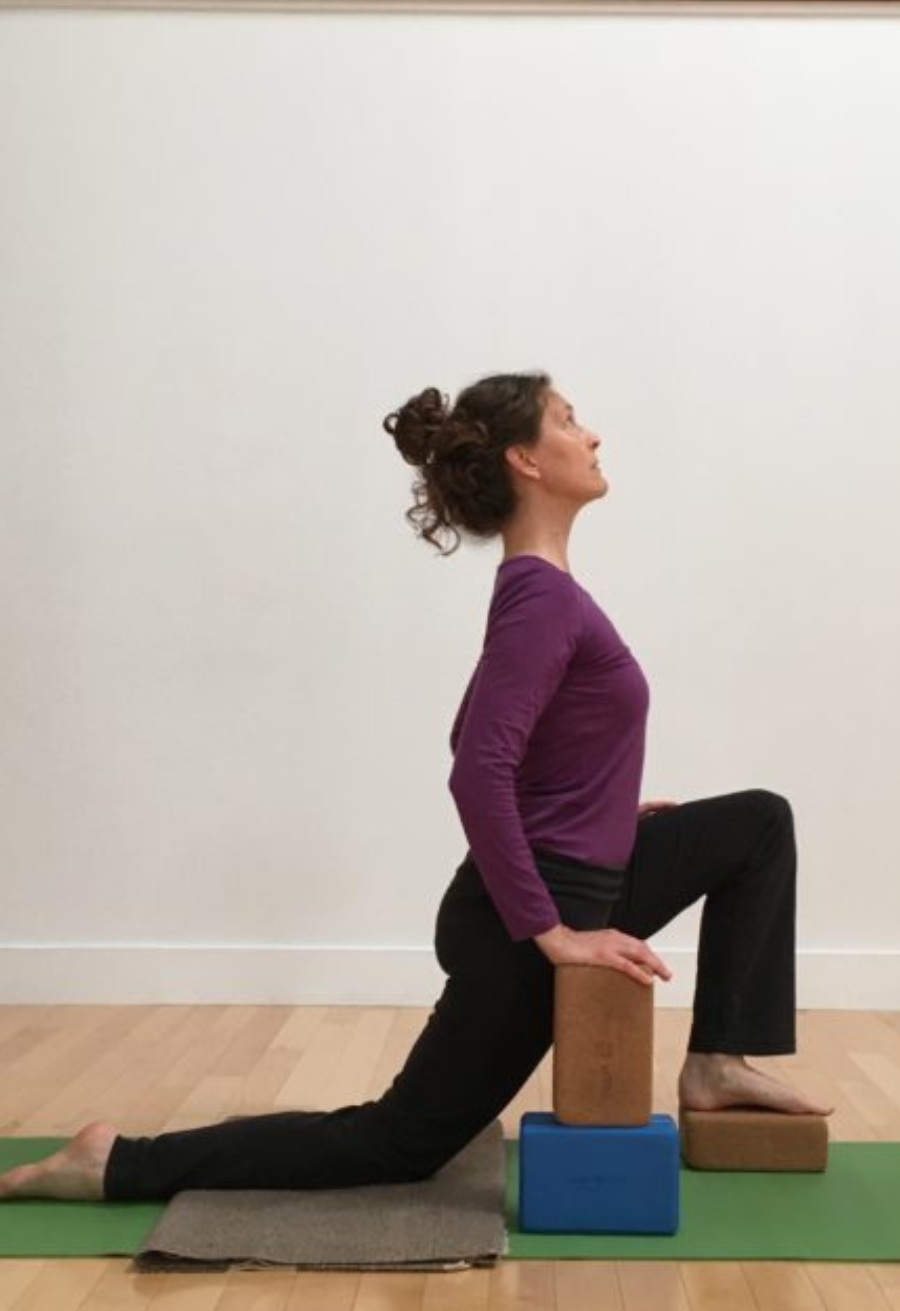 Lunge Pose depicted with blocks for support.