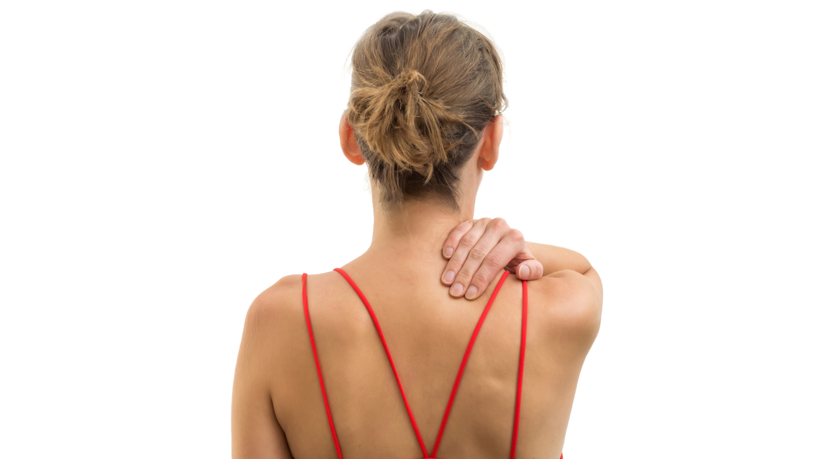 Image depicts subject and pain in the neck caused by thickened fascia