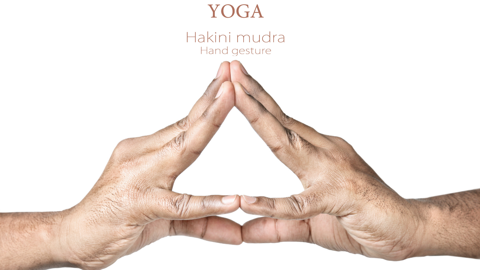 Hands in Hakini Mudra by Indian man isolated on white background. Hakini is god of the forehead chakra