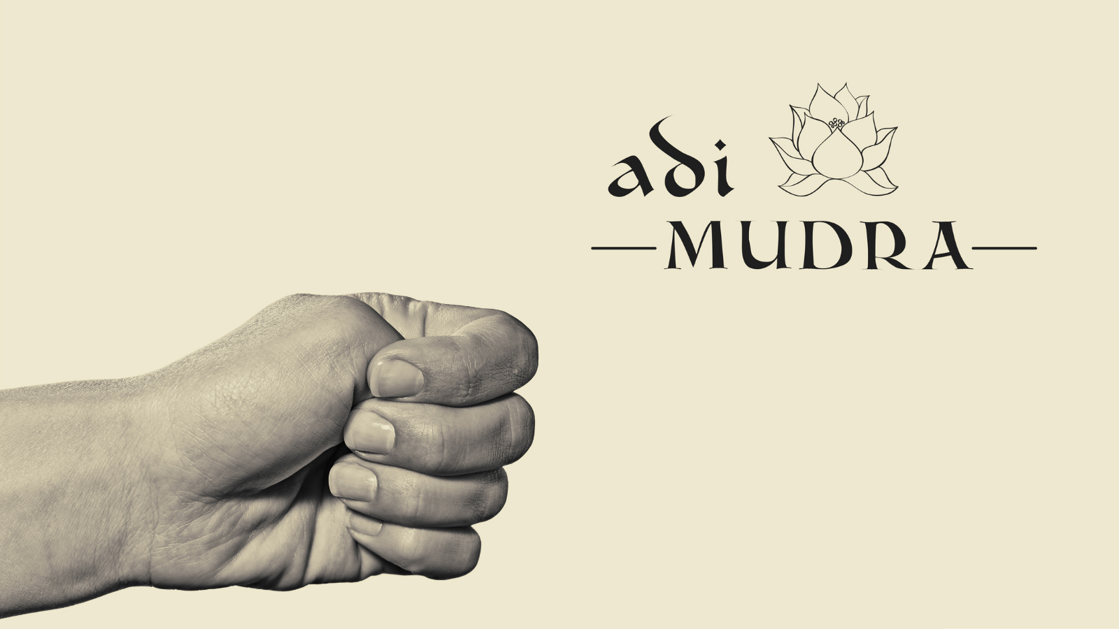 Adhi mudra. Yogic hand gesture. Isolated on toned background black and white.