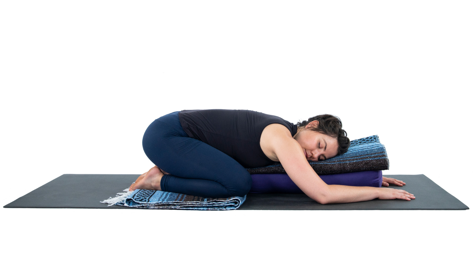 Restorative Yoga like this Restorative Child's Pose or Balasana nourishes and replenishes the nervous system