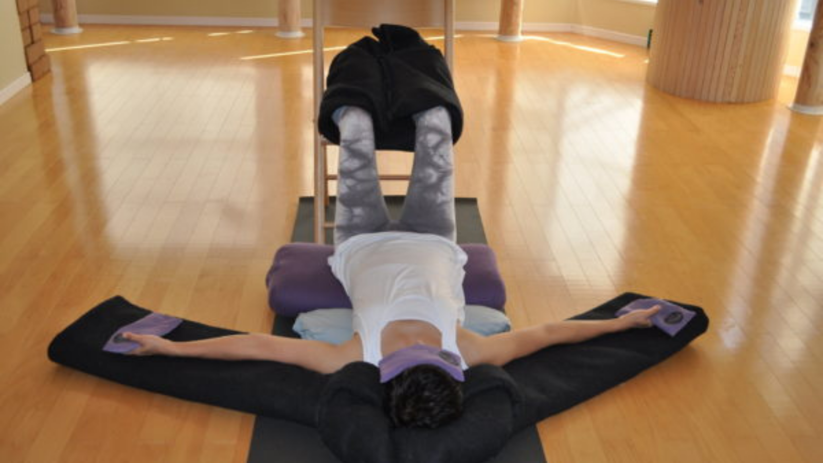 Instant Maui Restorative Pose with footwrap variation.