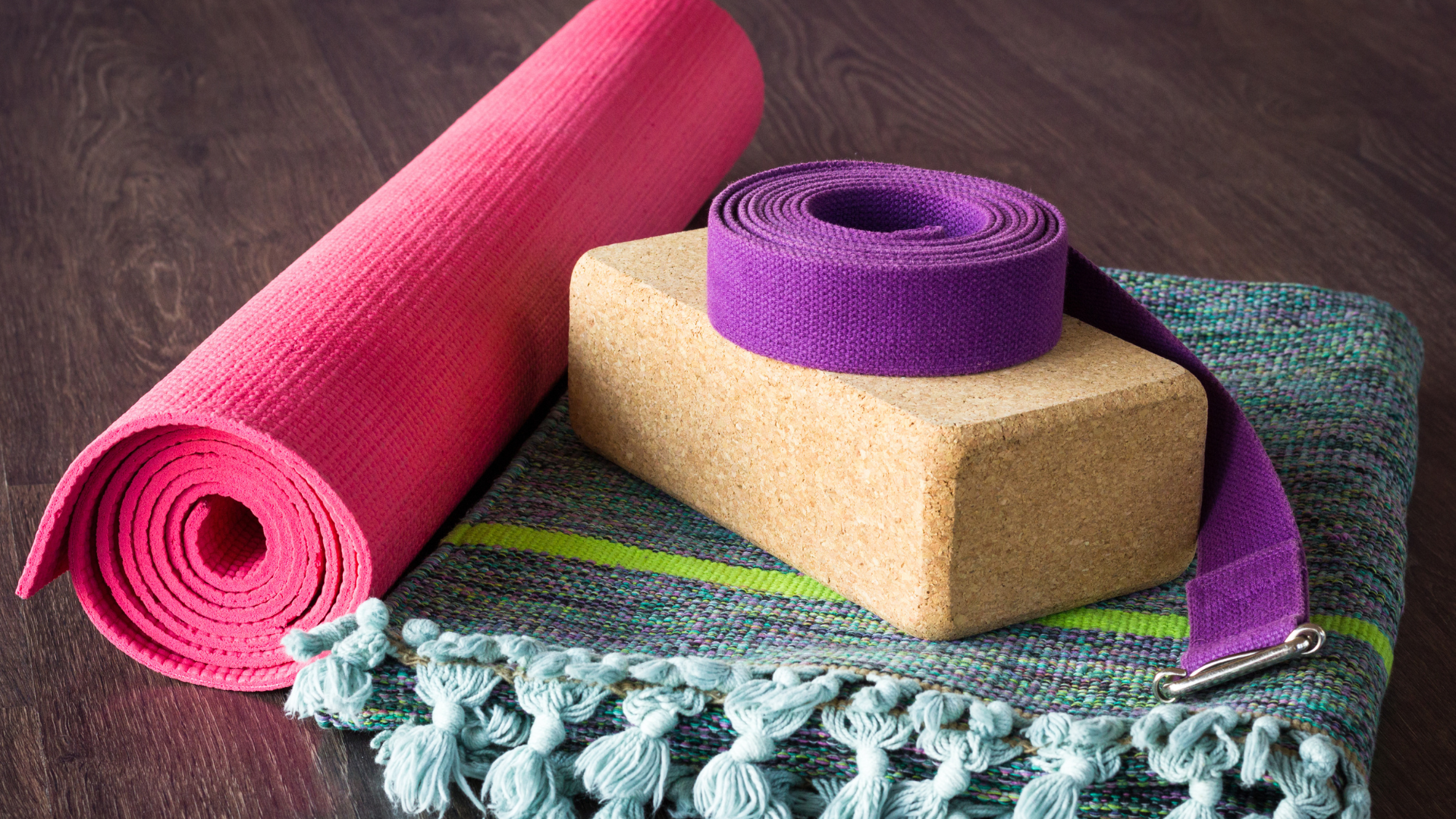 Yoga props for a calming, warming inside winter yoga sequence.