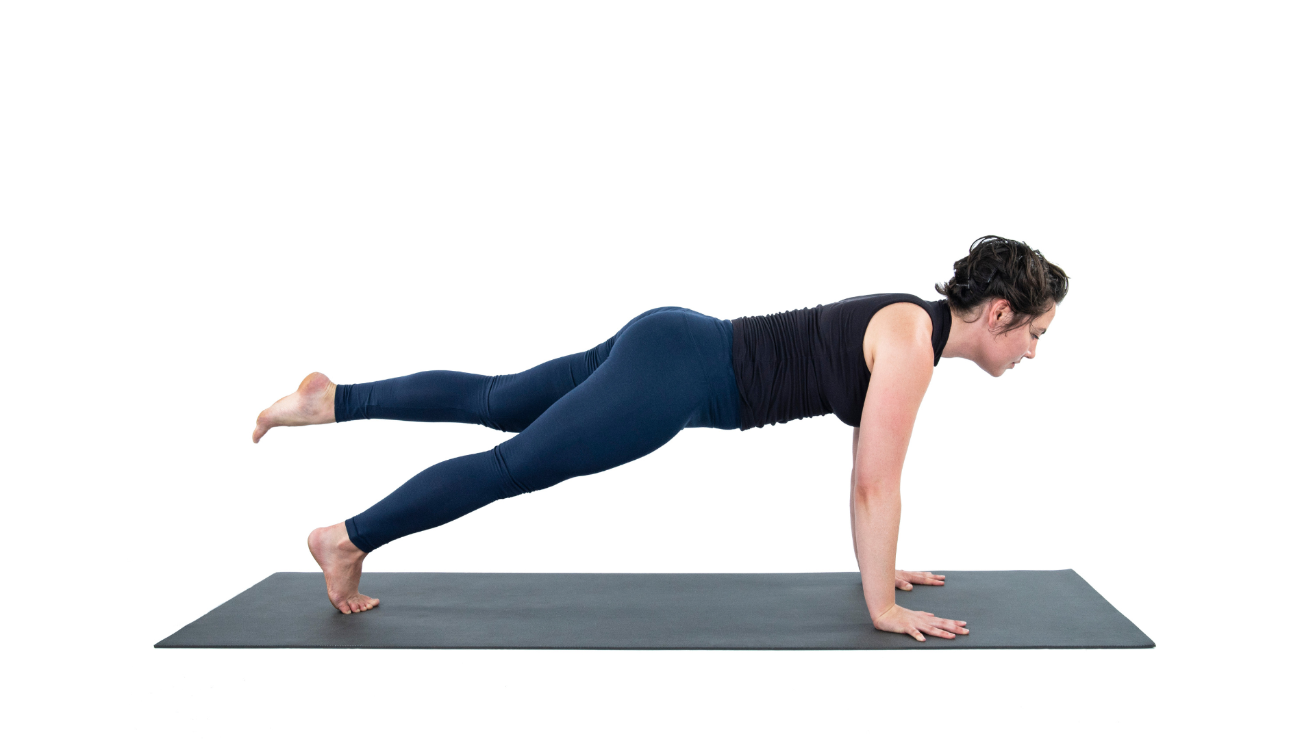 Plank Pose as a transition pose or yoga transition pose in yoga practice.