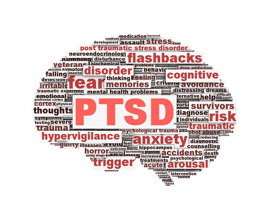 An illustration showing the brain experiencing PTSD or Post Traumatic Stress Disorder