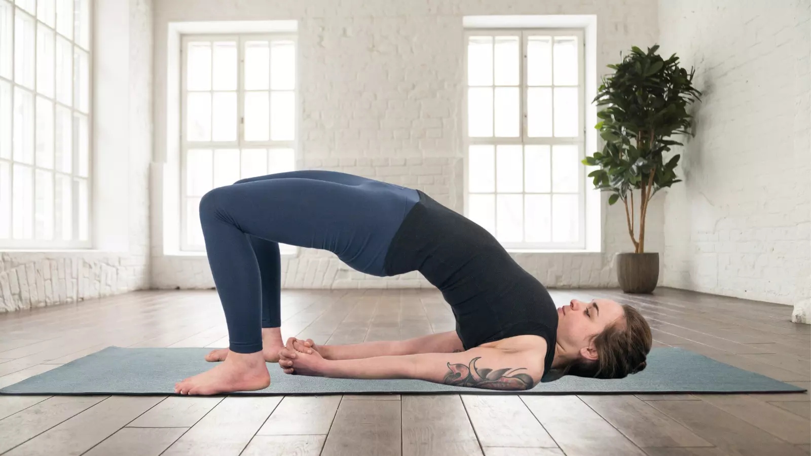 Bridge Pose is often practiced to help promote a stronger Pelvic Floor