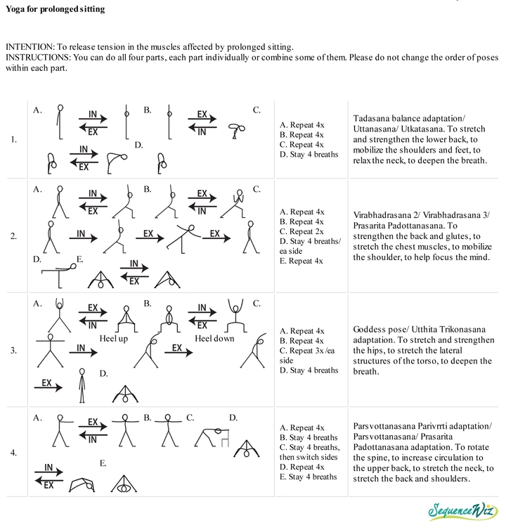 Illustration of yoga poses for a quick yoga stretch break.