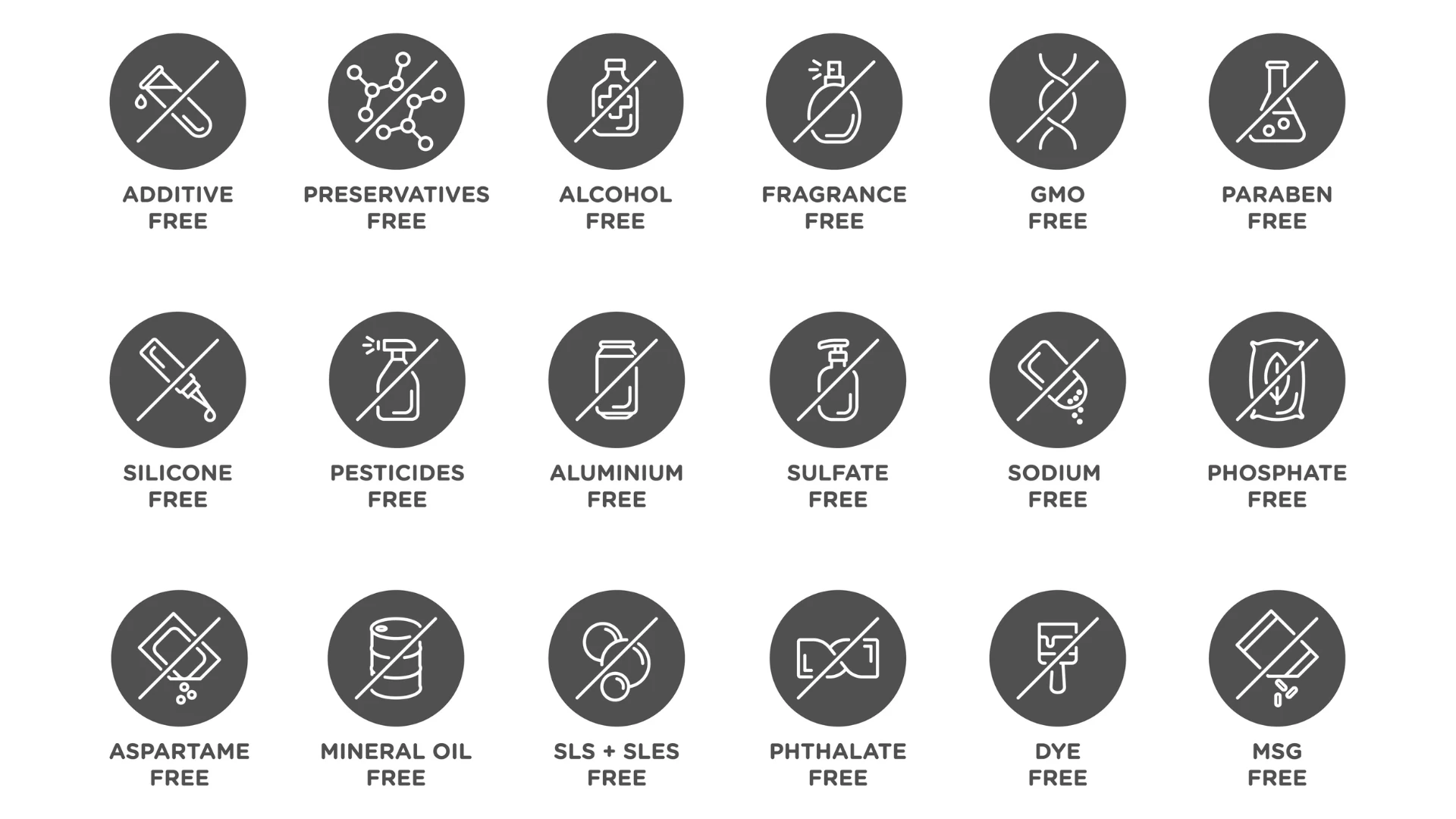 Learning to look for information on labels and what small emblems mean. additive, alcohol, aluminum, artificial, aspartame, badge, certified,