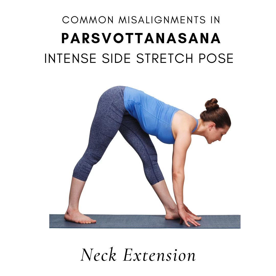  Yoga for neck pain would not recommend the neck alignment pictured here in Parsvotannasana.