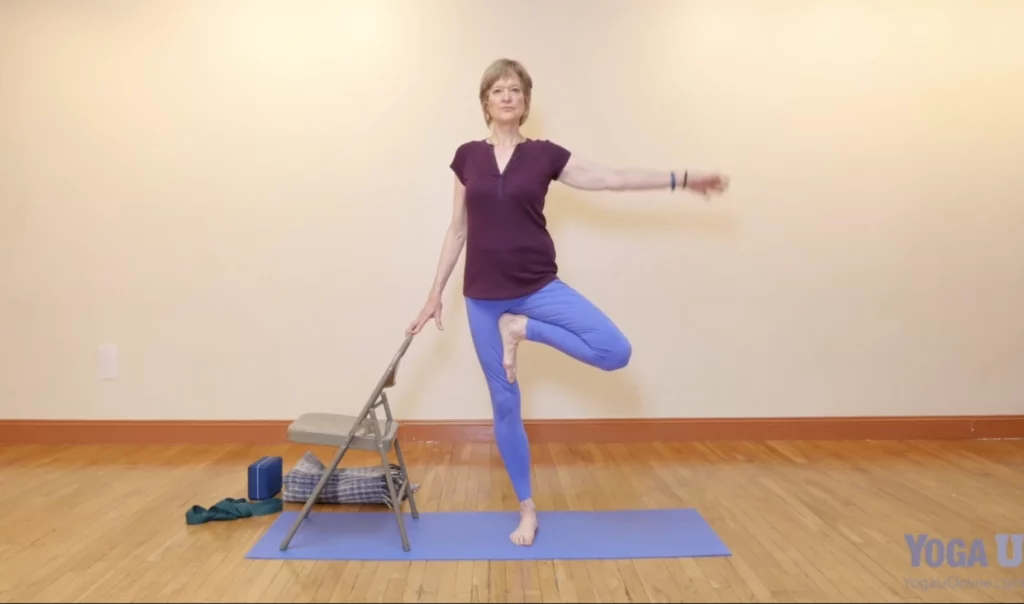 Another balance pose for improving bone strength and aiding in fracture prevention.